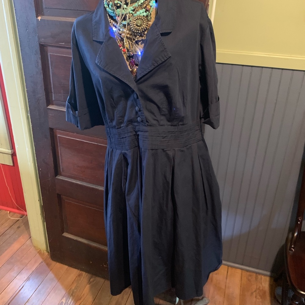 Great used XL navy fit-&-flare dress from eShakti!